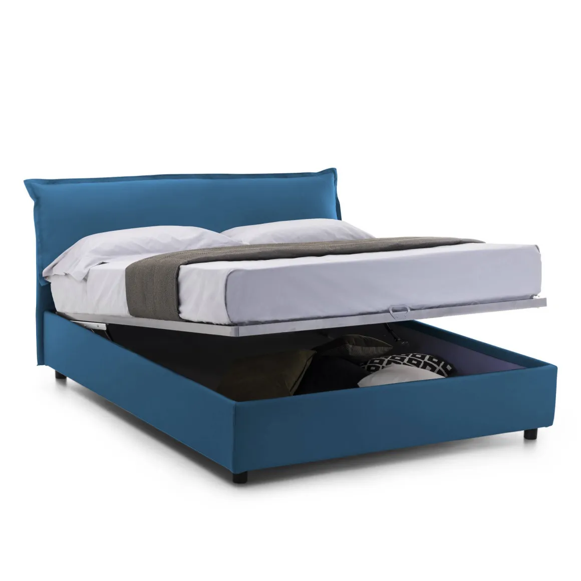 Letti Matrimoniali|Letti Contenitore > Dmora Letto matrimoniale contenitore 175x205cm salvaspazio - Anassimene Blu