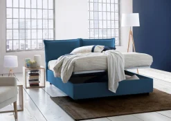 Letto matrimoniale contenitore blu 175x205cm sfoderabile - Anjin