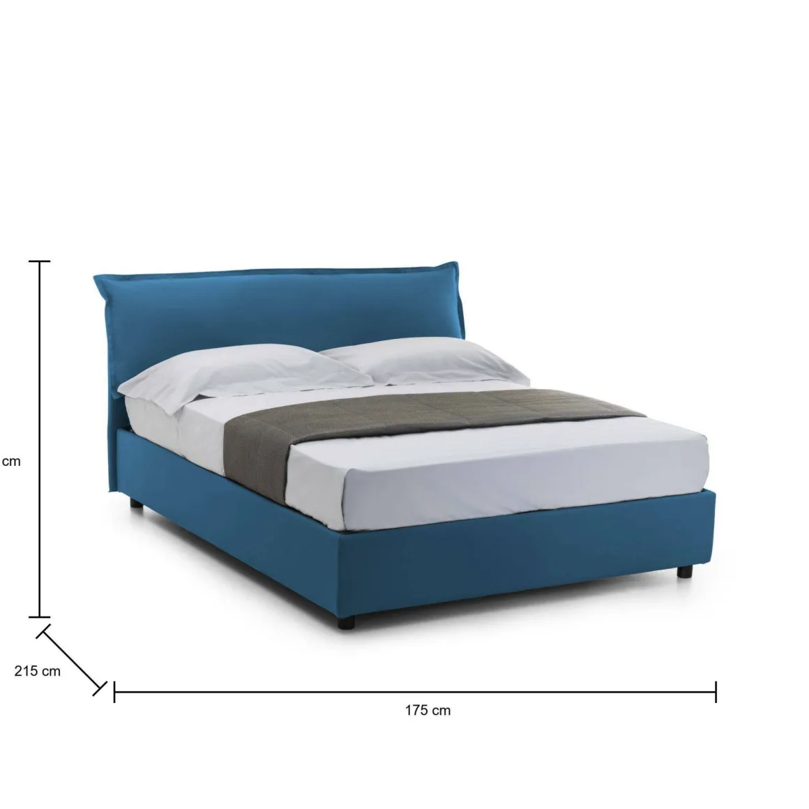 Letto matrimoniale contenitore blu 175x215cm accogliente - Aishia