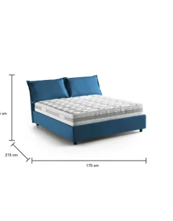 Letto matrimoniale contenitore blu 175x215cm materasso incluso - Amy