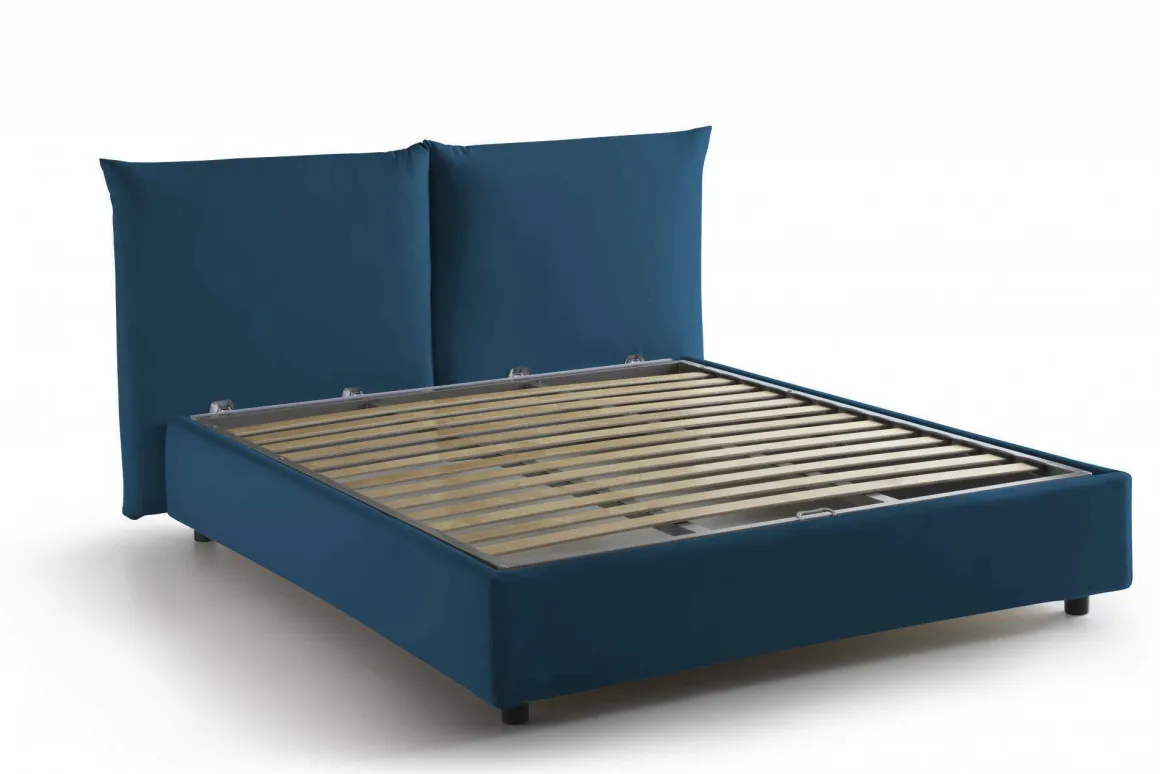 Letti Matrimoniali|Letti Contenitore > Dmora Letto matrimoniale contenitore 190x225cm sfoderabile - Aghineo Blu