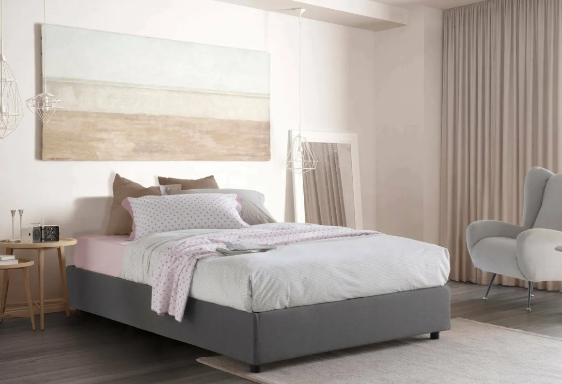 Letti Matrimoniali|Letti Contenitore > Dmora Letto matrimoniale contenitore 175x205cm accogliente - Almond Grigio