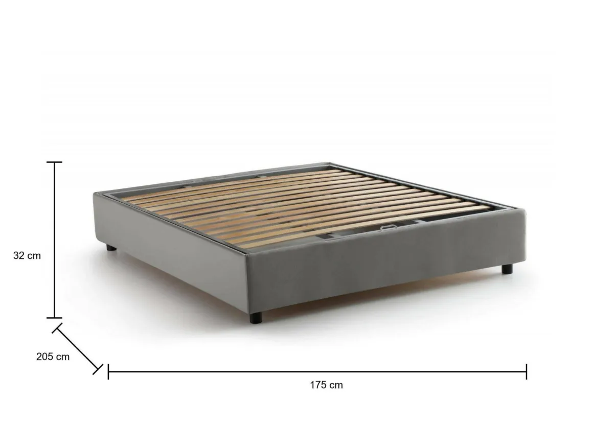 Letti Matrimoniali|Letti Contenitore > Dmora Letto matrimoniale contenitore 175x205cm accogliente - Almond Grigio