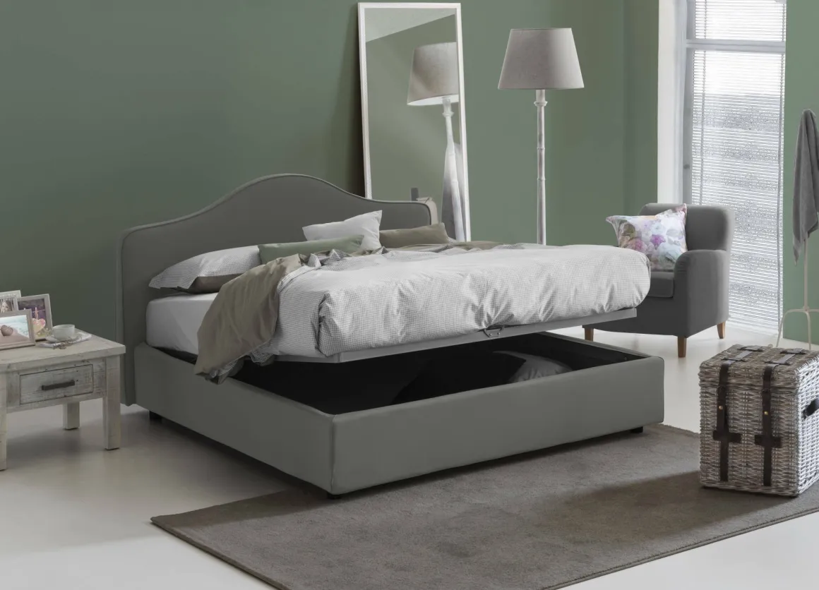 Letto matrimoniale contenitore grigio 175x205cm chic - Abigael