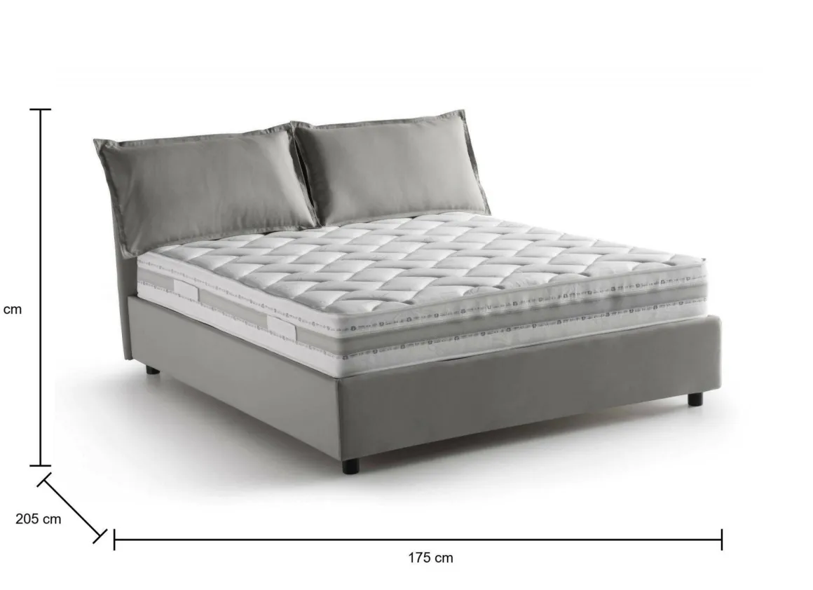 Letti Matrimoniali|Letti Contenitore > Dmora Letto matrimoniale contenitore 175x205cm moderno - Ashlee Grigio
