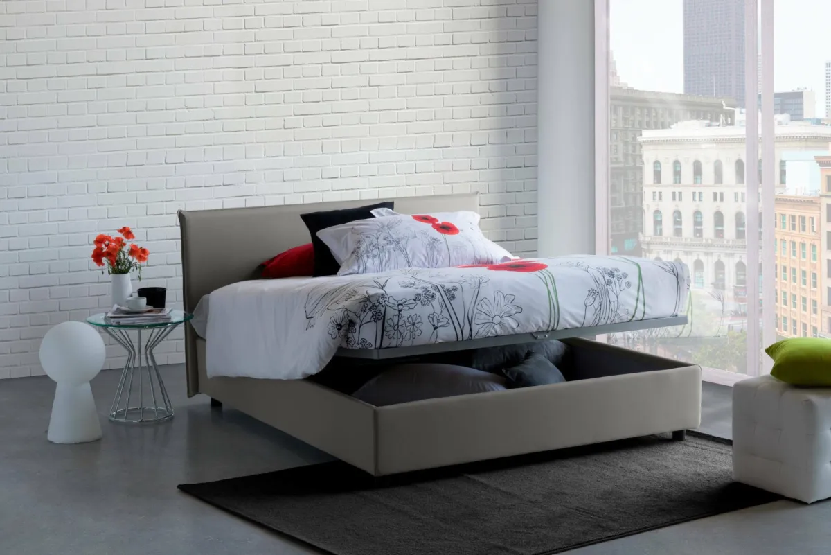 Letti Matrimoniali|Letti Contenitore > Dmora Letto matrimoniale contenitore 175x205cm moderno - Ashlee Grigio