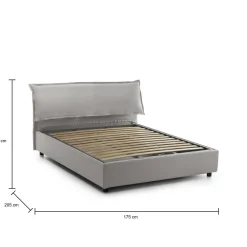 Letto matrimoniale contenitore grigio 175x205cm rivestito in tessuto - Andyymion