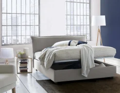 Letto matrimoniale contenitore grigio 175x205cm rivestito in tessuto - Andyymion