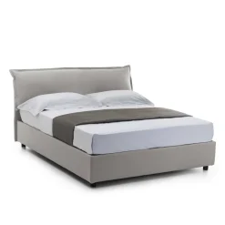 Letto matrimoniale contenitore grigio 175x205cm rivestito in tessuto - Andyymion