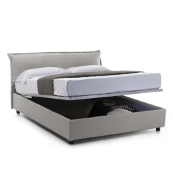 Letto matrimoniale contenitore grigio 175x205cm rivestito in tessuto - Andyymion