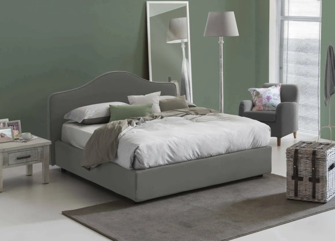 Letto matrimoniale contenitore grigio 175x215cm classico - Alborella