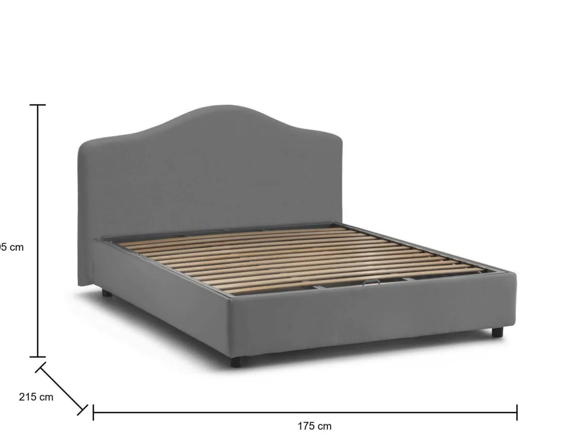 Letto matrimoniale contenitore grigio 175x215cm classico - Alborella