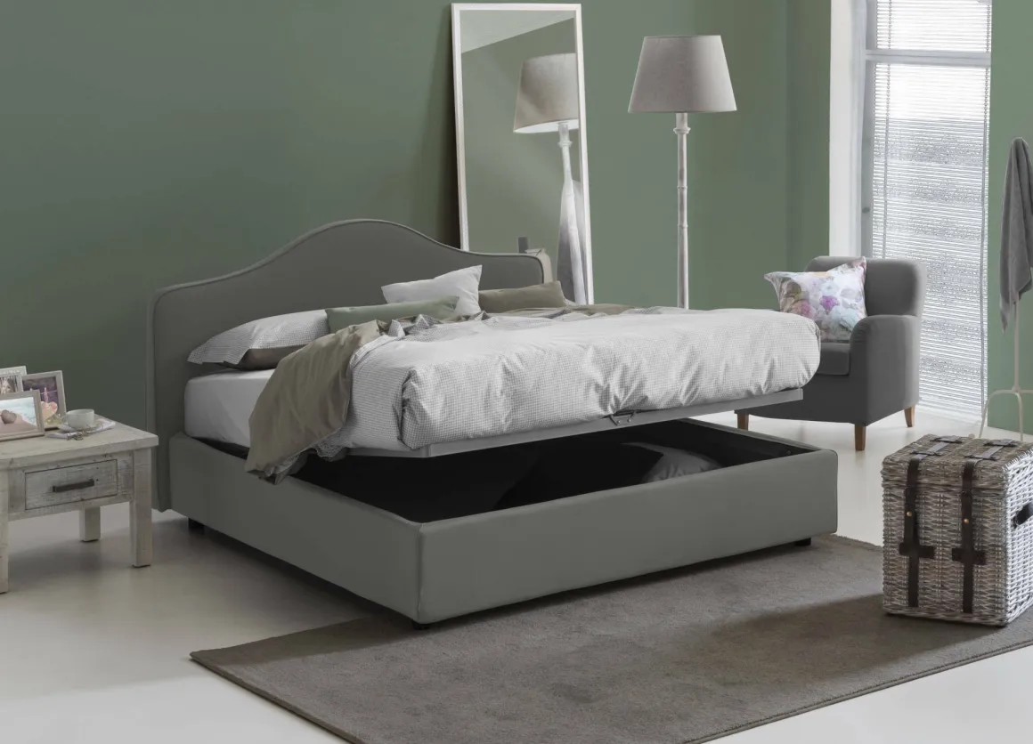 Letto matrimoniale contenitore grigio 175x215cm classico - Alborella