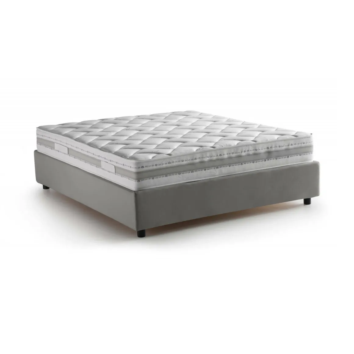 Letti Matrimoniali|Letti Contenitore > Dmora Letto matrimoniale contenitore 175x215cm porta oggetti - Geras Grigio