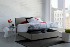 Letto matrimoniale contenitore grigio 175x215cm rivestimento in tessuto - Arcan