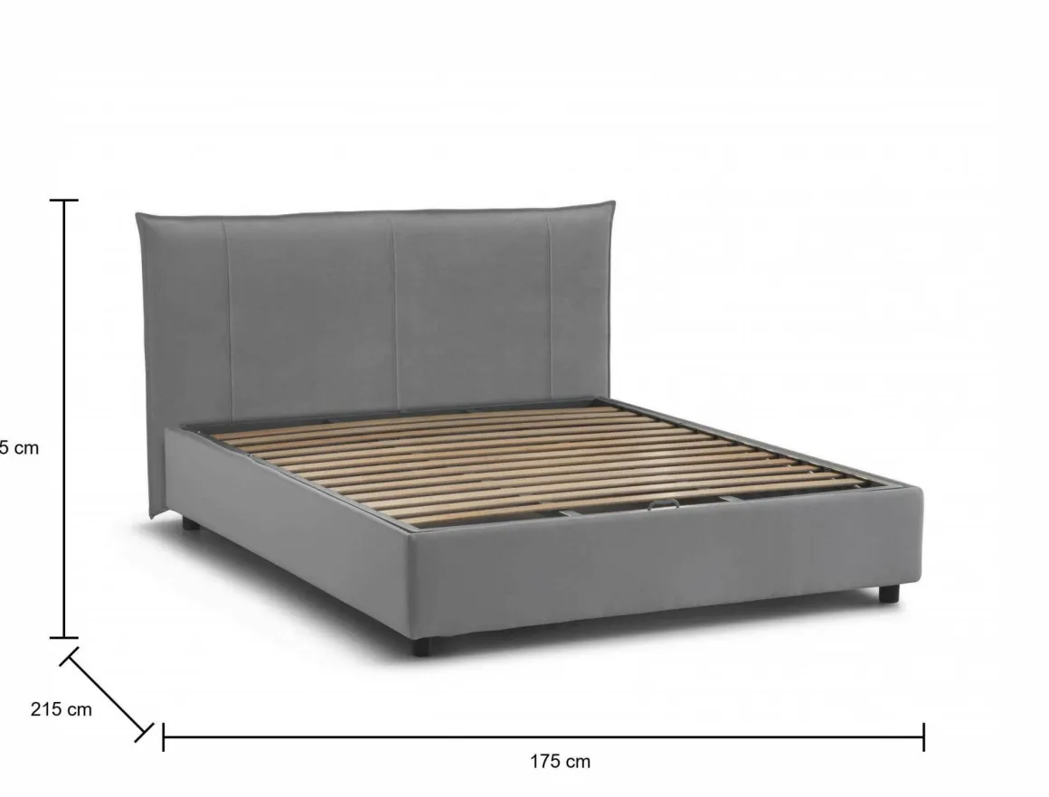 Letti Matrimoniali|Letti Contenitore > Dmora Letto matrimoniale contenitore 175x215cm salvaspazio - Aishia Grigio