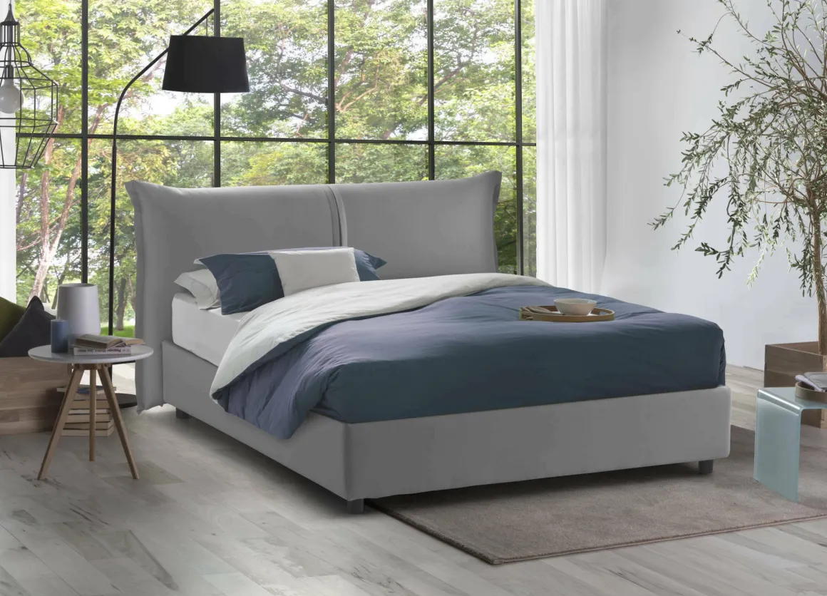 Letto matrimoniale contenitore grigio 175x215cm stabile - Aldus