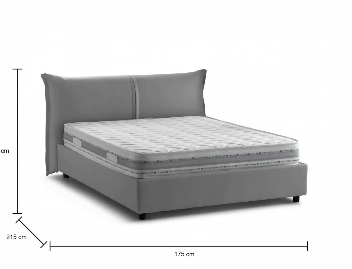 Letto matrimoniale contenitore grigio 175x215cm stabile - Aldus