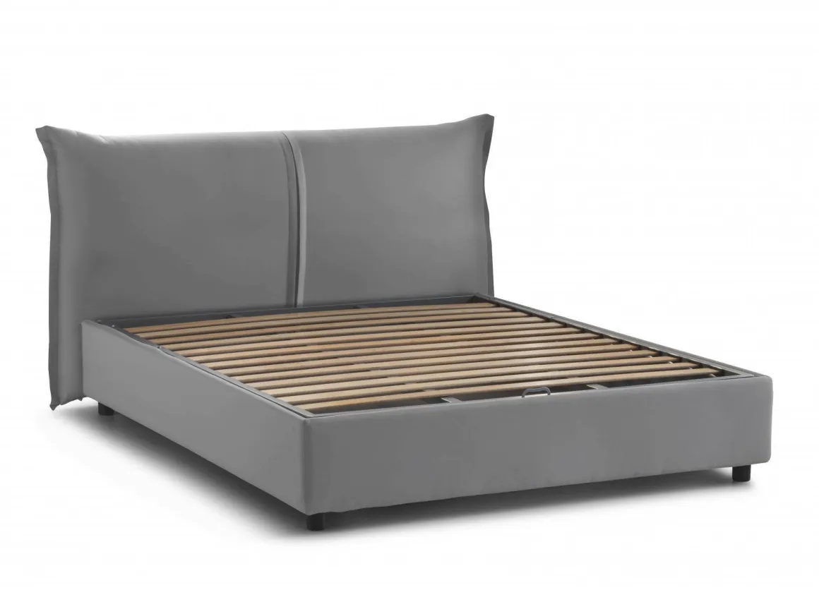 Letto matrimoniale contenitore grigio 175x215cm stabile - Aldus
