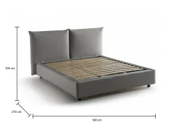 Letto matrimoniale contenitore grigio 190x215cm rivestito in tessuto - Alizarin
