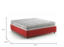 Letto matrimoniale contenitore rosso 175x205cm rivestimento lavabile - Apel
