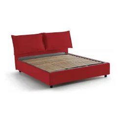 Letti Matrimoniali|Letti Contenitore > Dmora Letto matrimoniale contenitore 175x205cm testiera imbottita - Amelinda Rosso