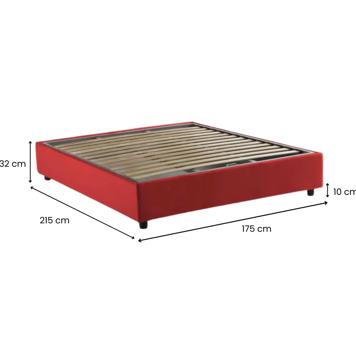 Letti Matrimoniali|Letti Contenitore > Dmora Letto matrimoniale contenitore 175x215cm con materasso - Amy Rosso