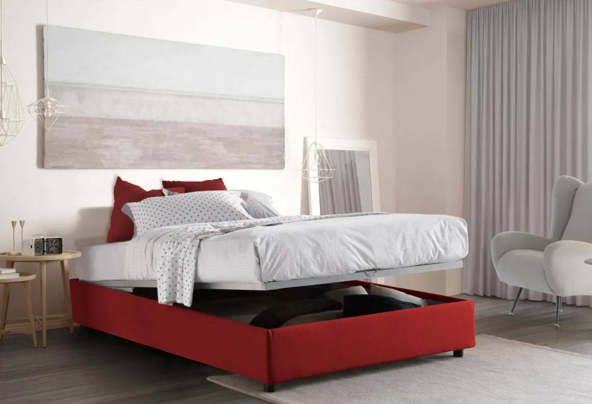 Letti Matrimoniali|Letti Contenitore > Dmora Letto matrimoniale contenitore 175x215cm con materasso - Amy Rosso