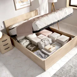 Letti Matrimoniali|Letti Contenitore > Dmora Letto matrimoniale contenitore tortora 171x204cm imbottito - Albanio Grigio