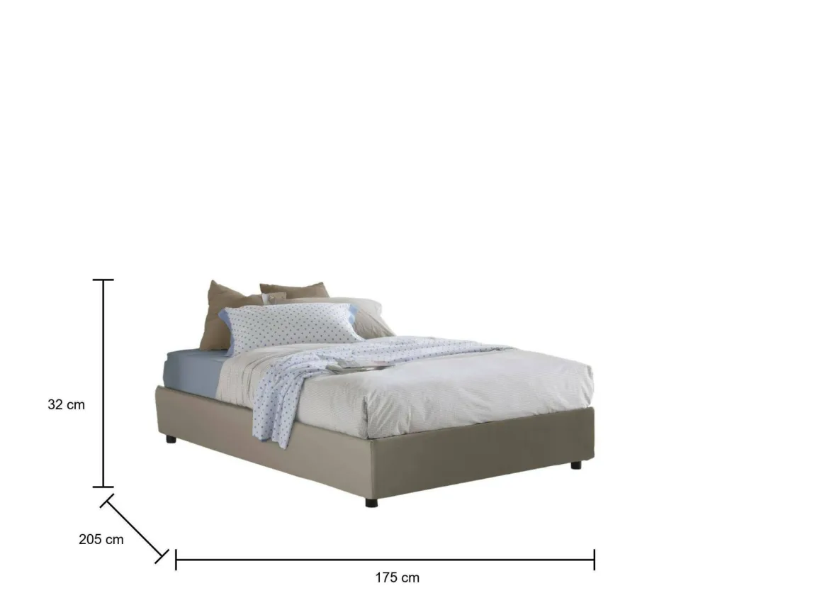 Letti Matrimoniali|Letti Contenitore > Dmora Letto matrimoniale contenitore tortora 175x205cm chic - Viburno Grigio