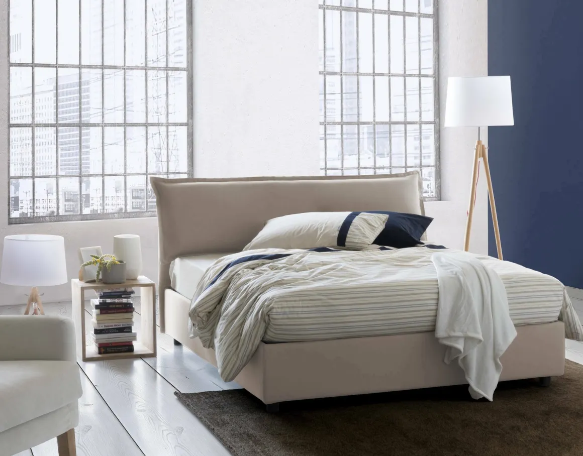 Letti Matrimoniali|Camera Da Letto > Dmora Letto matrimoniale contenitore tortora 175x205cm comodo - Almond Grigio Tortora