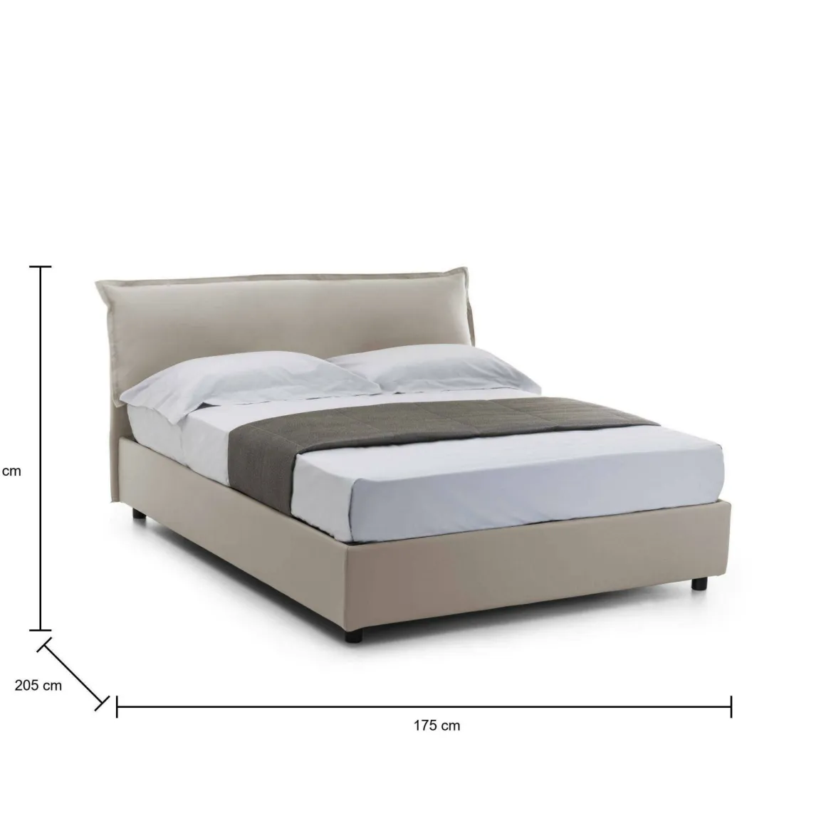 Letti Matrimoniali|Camera Da Letto > Dmora Letto matrimoniale contenitore tortora 175x205cm comodo - Almond Grigio Tortora