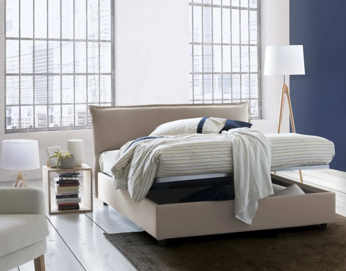 Letti Matrimoniali|Camera Da Letto > Dmora Letto matrimoniale contenitore tortora 175x205cm comodo - Almond Grigio Tortora
