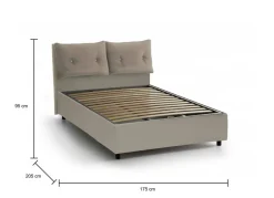 Letto matrimoniale contenitore tortora 175x205cm con testiera imbottita - Mercede