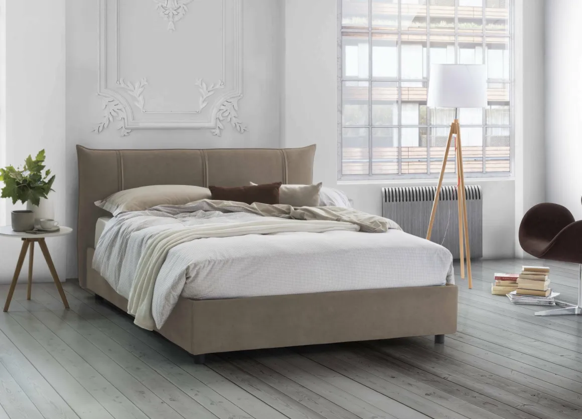 Letti Matrimoniali|Letti Contenitore > Dmora Letto matrimoniale contenitore tortora 175x205cm imbottito - Nessuna Grigio