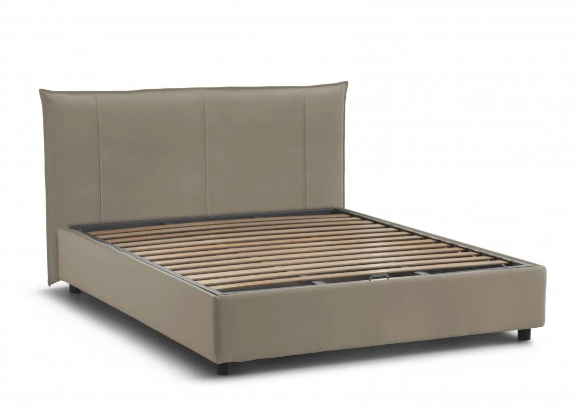 Letti Matrimoniali|Letti Contenitore > Dmora Letto matrimoniale contenitore tortora 175x205cm imbottito - Nessuna Grigio