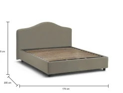 Letto matrimoniale contenitore tortora 175x205cm rivestimento in tessuto - Abigael
