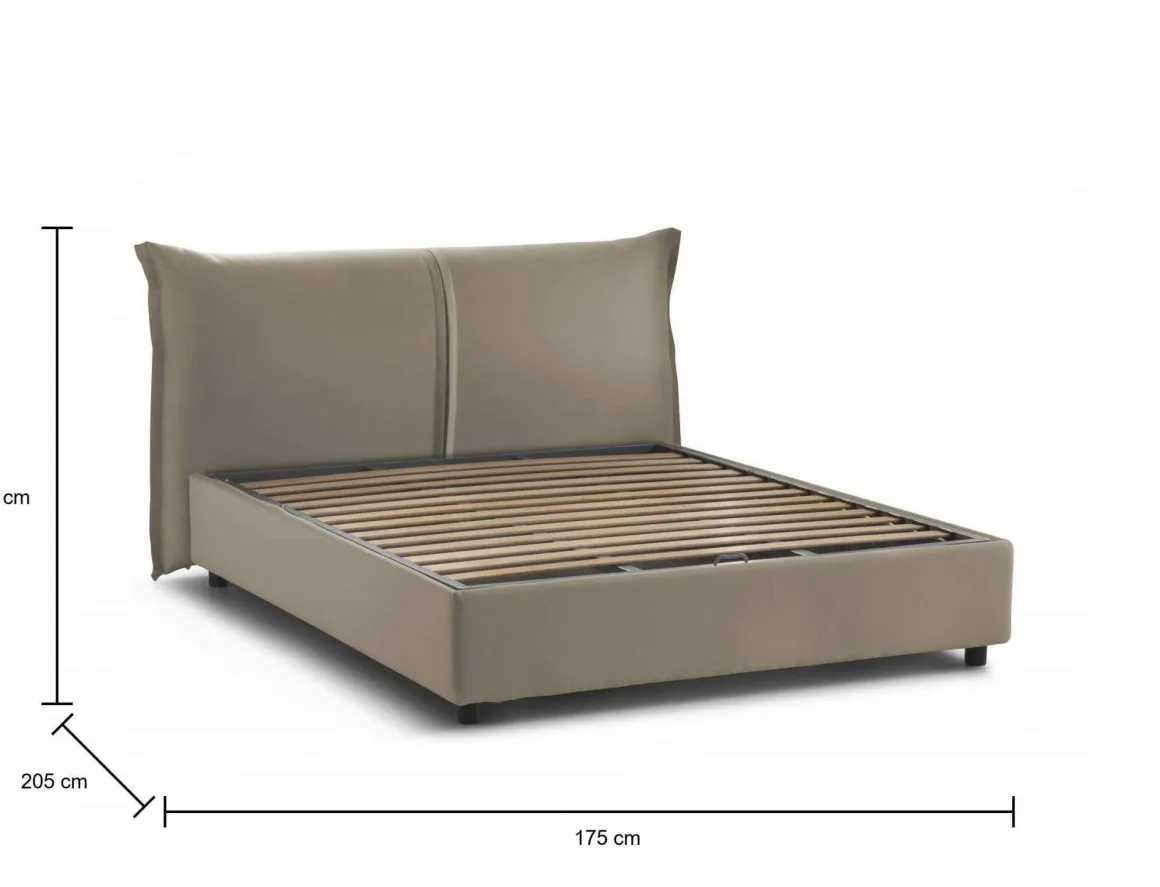 Letto matrimoniale contenitore tortora 175x205cm struttura in legno - Alabaster