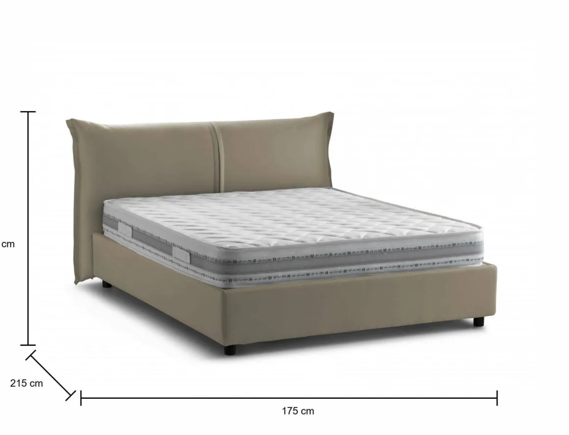 Letto matrimoniale contenitore tortora 175x215cm accogliente - Aldus