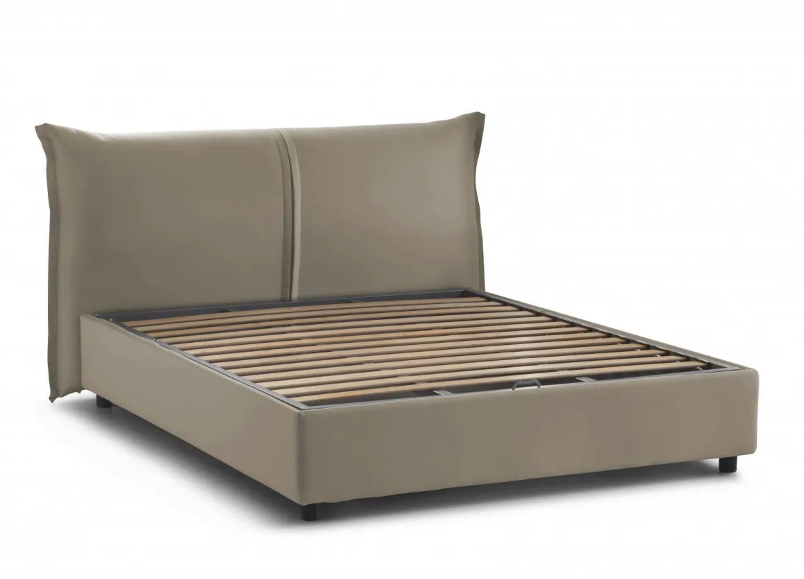 Letto matrimoniale contenitore tortora 175x215cm accogliente - Aldus