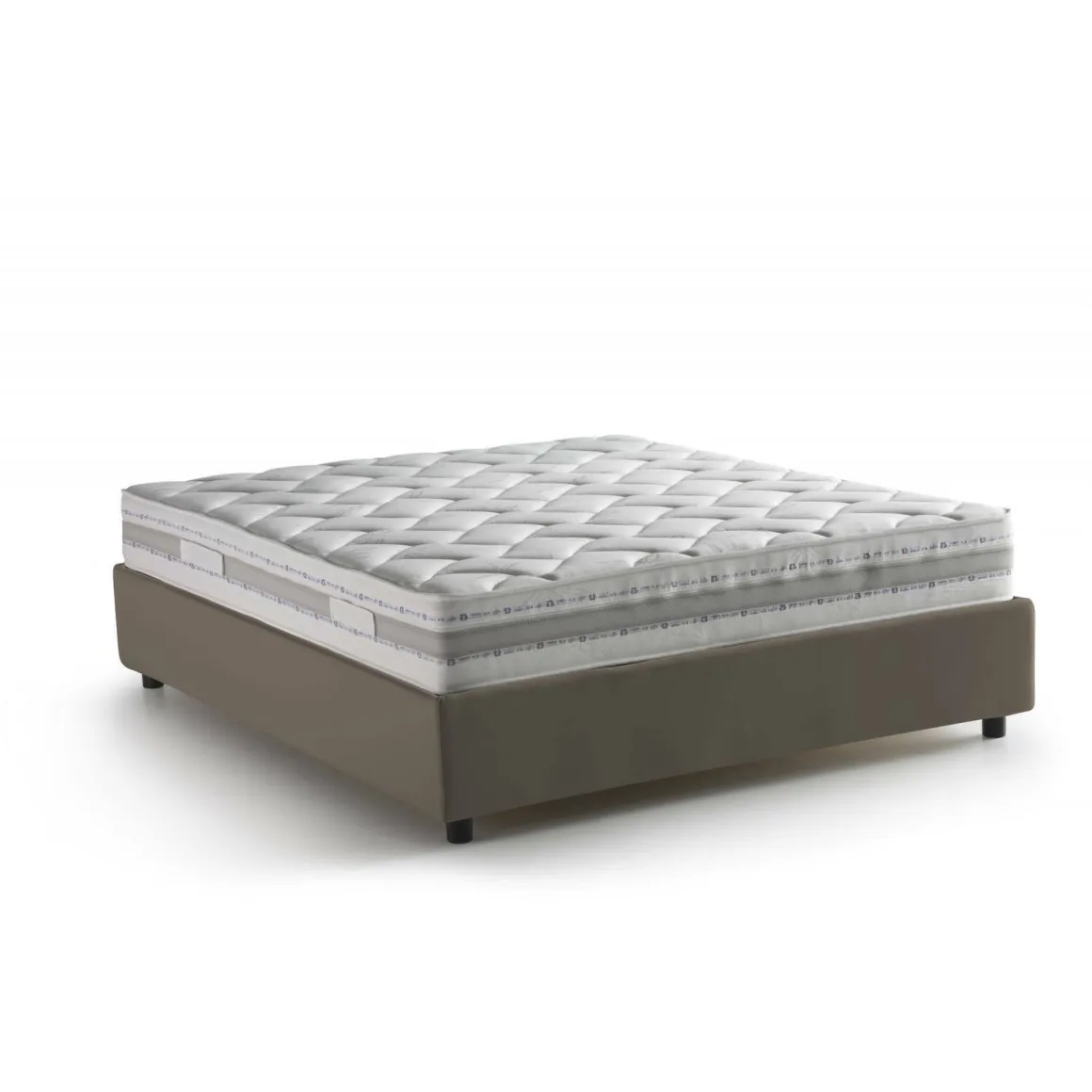 Letti Matrimoniali|Letti Contenitore > Dmora Letto matrimoniale contenitore tortora 175x215cm con materasso - Amy Grigio Tortora