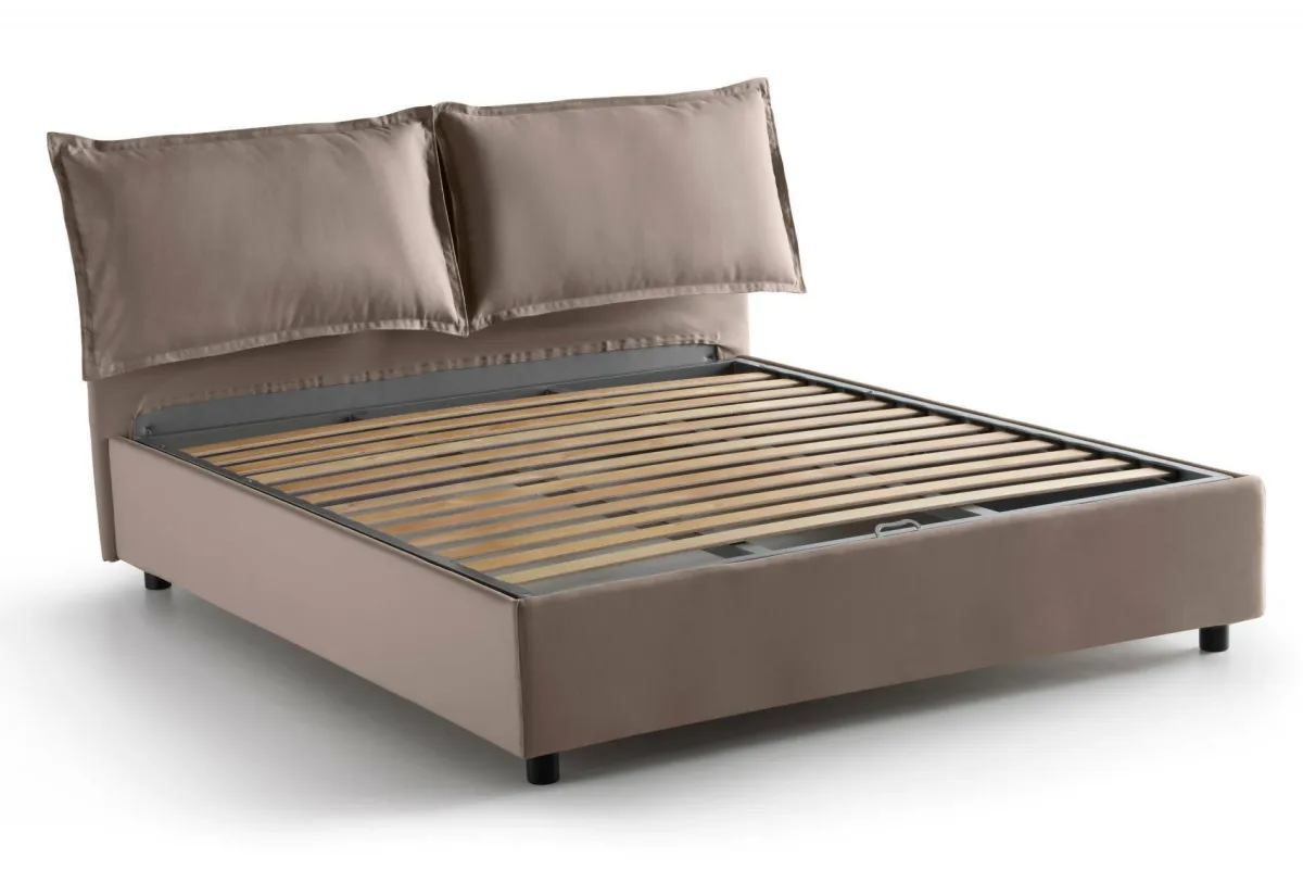 Letti Matrimoniali|Letti Contenitore > Dmora Letto matrimoniale contenitore tortora 175x215cm con materasso - Amy Grigio Tortora
