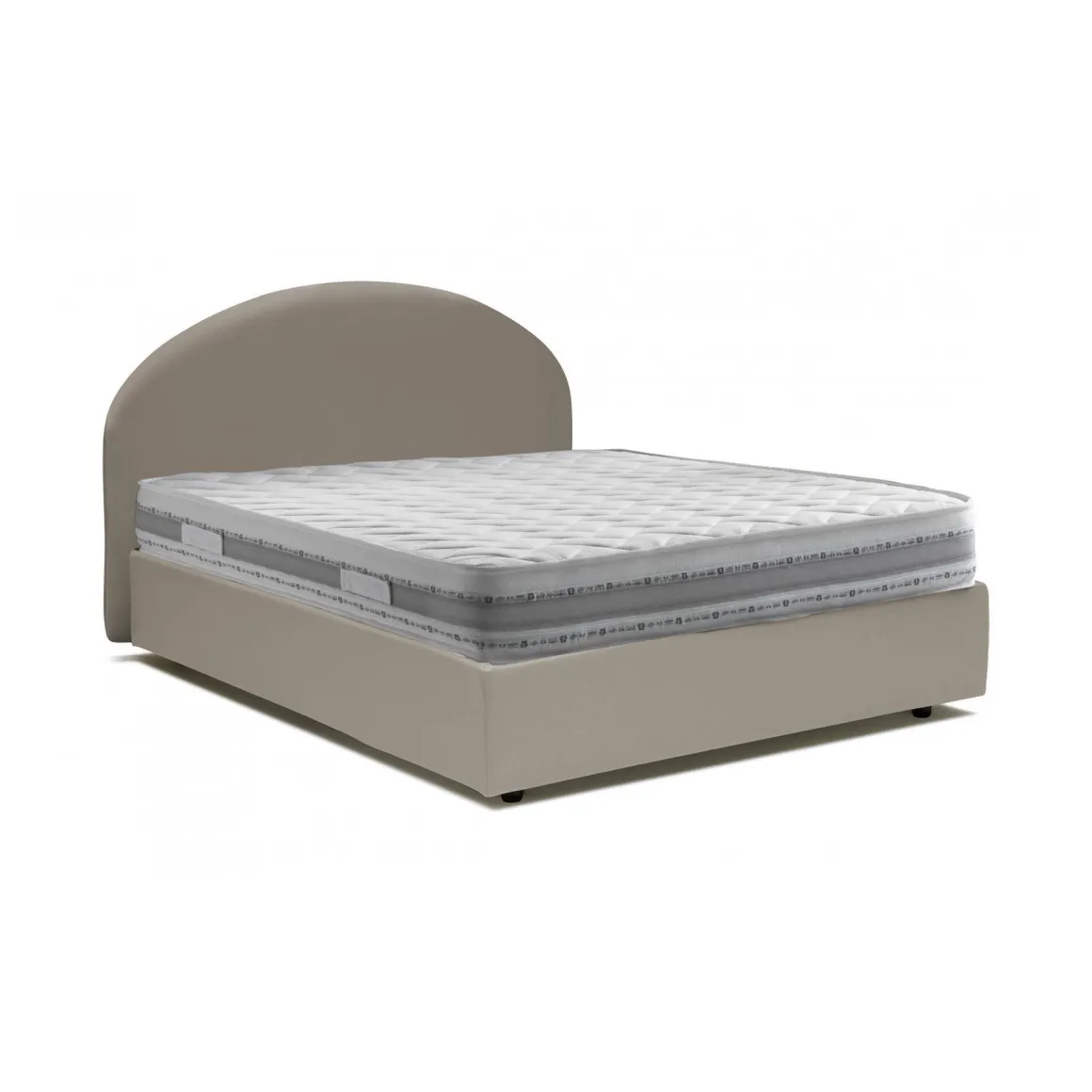 Letto matrimoniale contenitore tortora 175x215cm con testiera arrotondata - Ayur