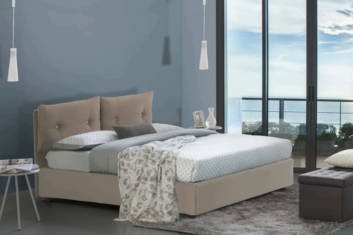 Letti Matrimoniali|Letti Contenitore > Dmora Letto matrimoniale contenitore tortora 175x215cm elegante - Alborella Grigio Tortora