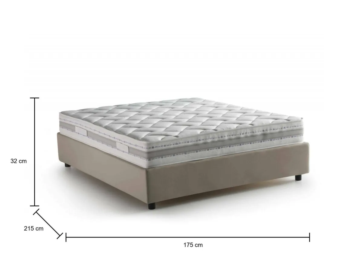 Letti Matrimoniali|Letti Contenitore > Dmora Letto matrimoniale contenitore tortora 175x215cm rivestito in ecopelle - Acrab Grigio