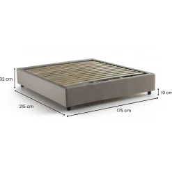 Letti Matrimoniali|Letti Contenitore > Dmora Letto matrimoniale contenitore tortora 175x215cm sfoderabile - Amalta Grigio