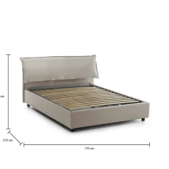 Letti Matrimoniali|Letti Contenitore > Dmora Letto matrimoniale contenitore tortora 175x215cm struttura in legno - Hackmanite Grigio