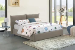 Letti Matrimoniali|Letti Contenitore > Dmora Letto matrimoniale contenitore tortora 190x215cm rivestito in tessuto - Alizarin Grigio Tortora