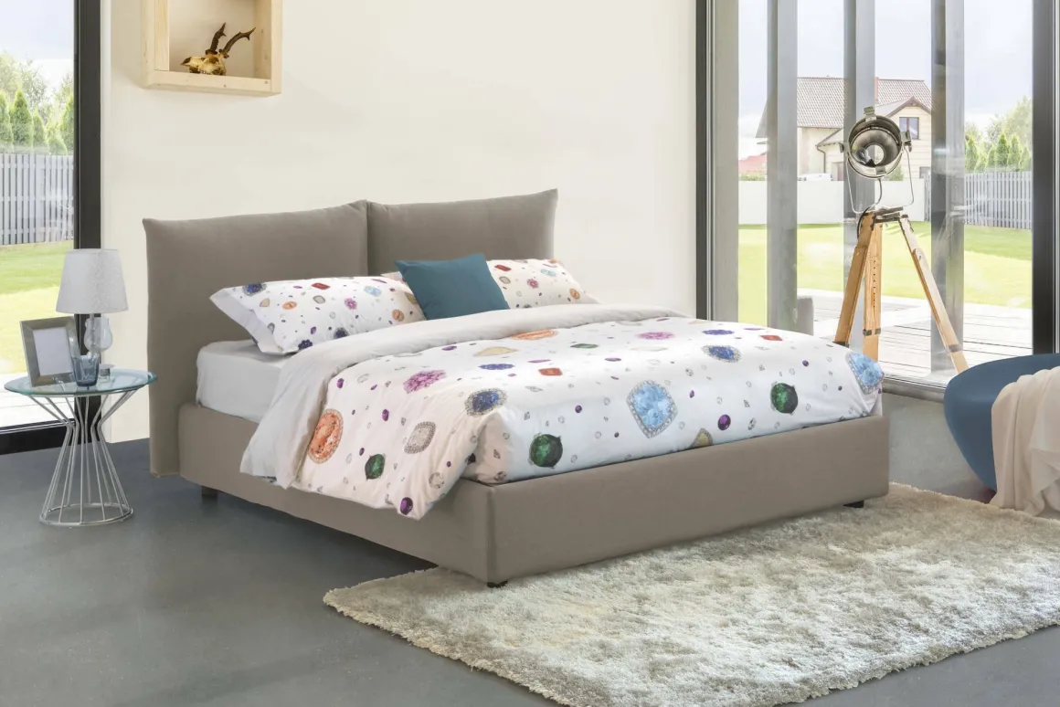 Letto matrimoniale contenitore tortora 190x215cm - Arpino