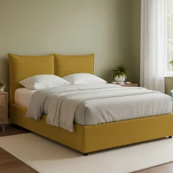 Letti Matrimoniali|Letti Contenitore > Dmora Letto Matrimoniale Sfoderabile Contenitore, Dimensione Materasso 160x190 cm - Colere Giallo Ocra